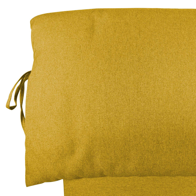 Letto contenitore king size in tessuto sfoderabile giallo senape Baldiflex Licia Soft testata