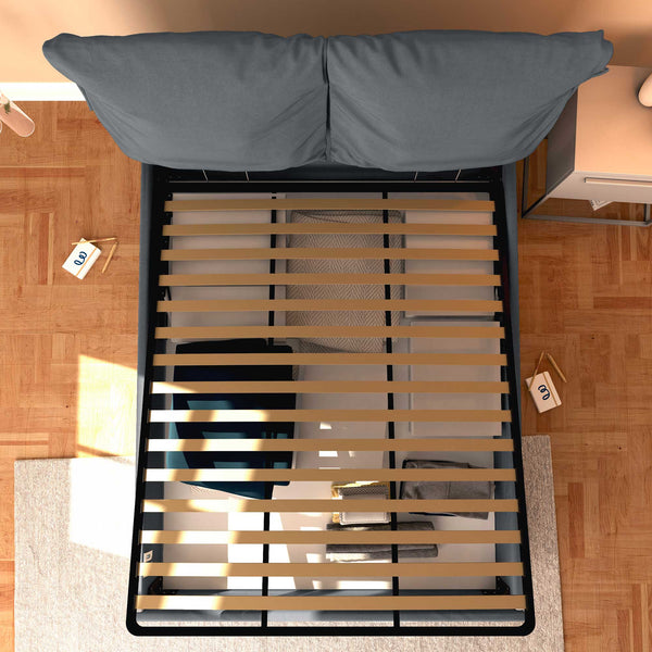 Letto contenitore king size in tessuto sfoderabile grigio antracite Baldiflex Licia Soft dall'alto