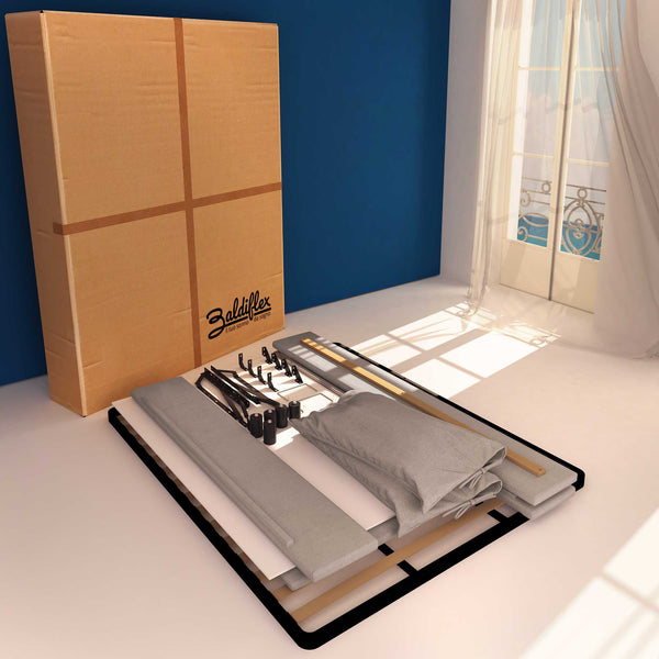 Letto contenitore king size in tessuto sfoderabile grigio Baldiflex Licia Soft cartone