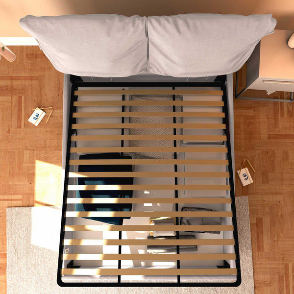 Letto contenitore king size in tessuto sfoderabile grigio chiaro Baldiflex Licia Soft dall'alto