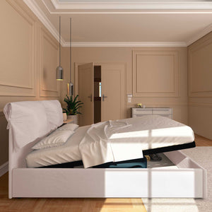 Letto contenitore king size in tessuto sfoderabile grigio chiaro Baldiflex Licia Soft laterale