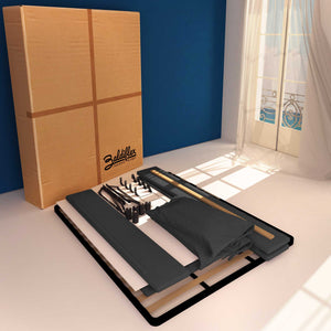 Letto contenitore king size in tessuto sfoderabile grigio grafite Baldiflex Licia Soft cartone