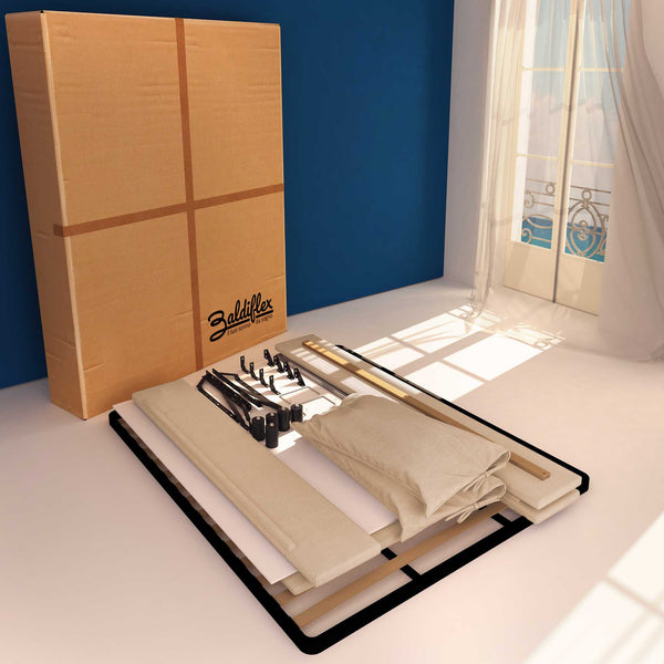 Letto contenitore king size in tessuto sfoderabile grigio talpa Baldiflex Licia Soft cartone