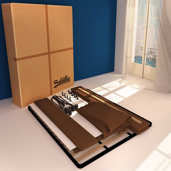 Letto contenitore king size in tessuto sfoderabile marrone Baldiflex Licia Soft cartone