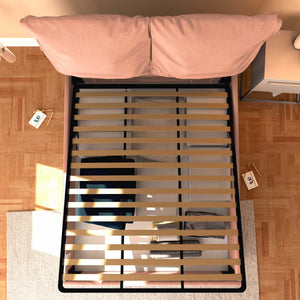 Letto contenitore king size in tessuto sfoderabile rosa antico Baldiflex Licia Soft dall'alto