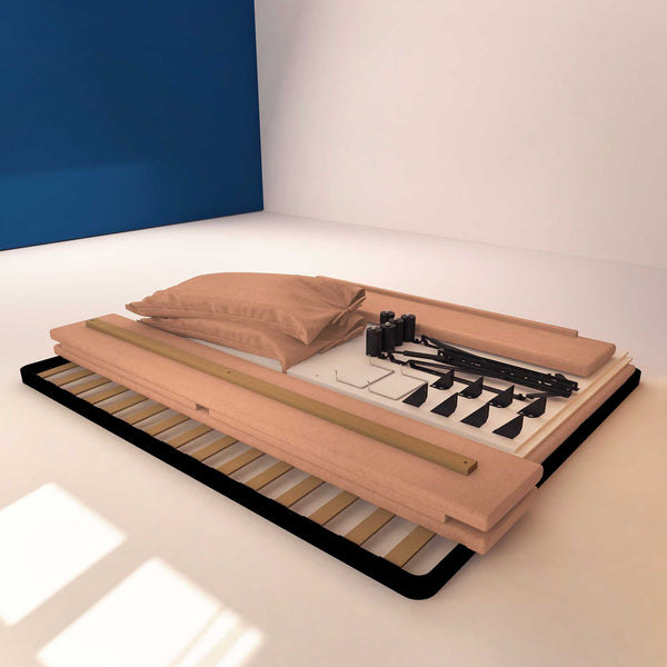 Letto contenitore king size in tessuto sfoderabile rosa antico Baldiflex Licia Soft struttura