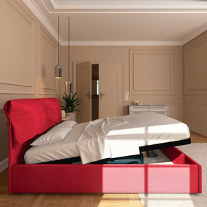 Letto contenitore king size in tessuto sfoderabile rosso Baldiflex Licia Soft laterale