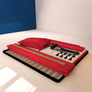 Letto contenitore king size in tessuto sfoderabile rosso Baldiflex Licia Soft struttura