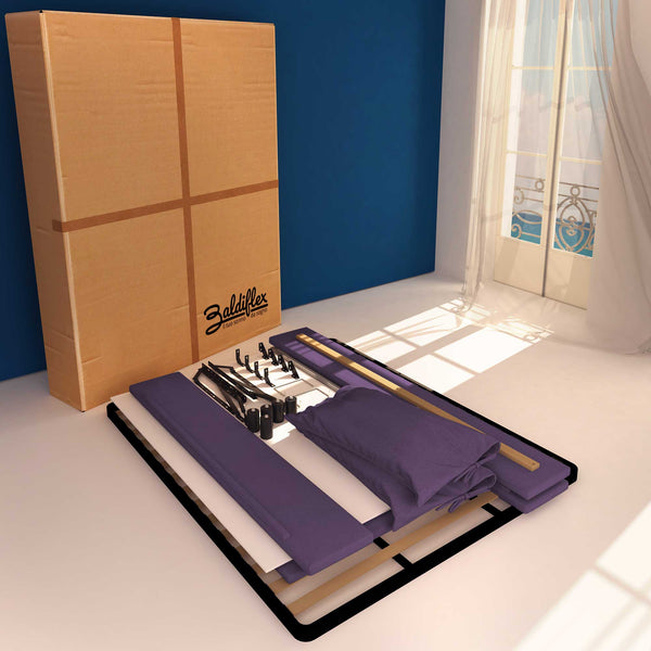 Letto contenitore king size in tessuto sfoderabile viola Baldiflex Licia Soft cartone