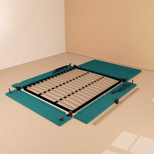 Letto contenitore king size in tessuto turchese Baldiflex Dublino struttura