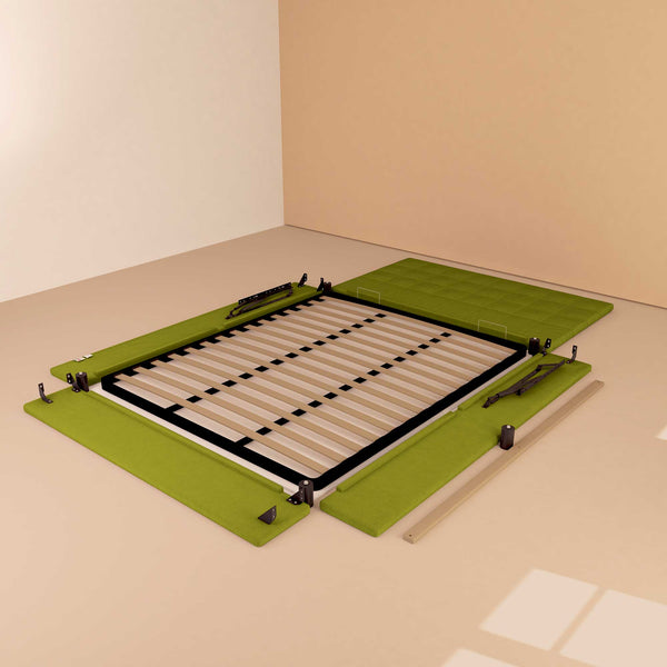Letto contenitore king size in tessuto verde Baldiflex Dublino struttura