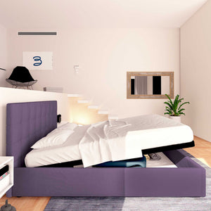 Letto contenitore king size in tessuto viola Baldiflex Dublino laterale