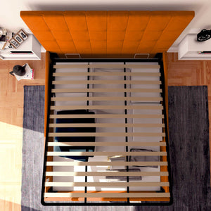 Letto contenitore matrimoniale in ecopelle arancione Baldiflex Dublino alto