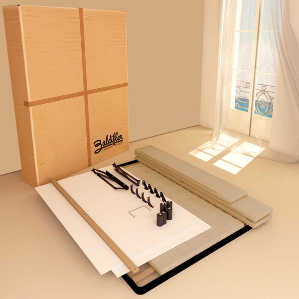 Letto contenitore matrimoniale in ecopelle beige Baldiflex Dublino scatola