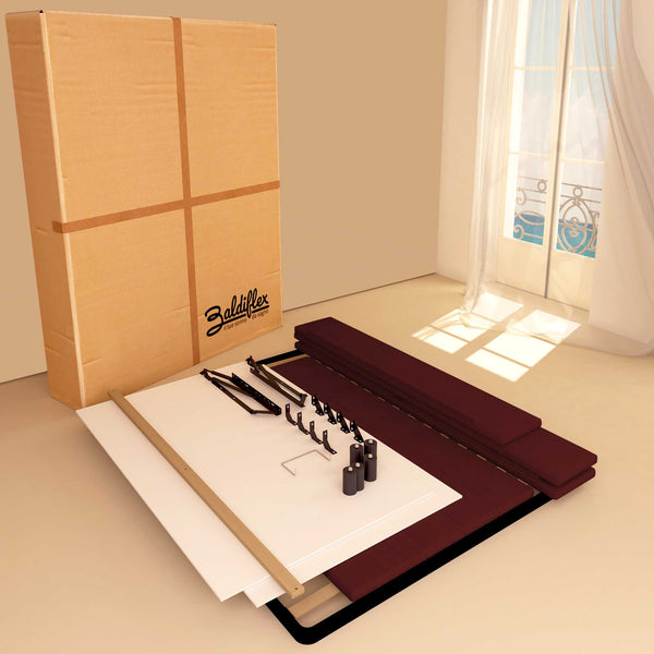 Letto contenitore matrimoniale in ecopelle bordeaux Baldiflex Dublino scatola