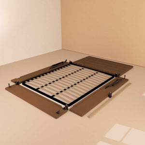 Letto contenitore matrimoniale in ecopelle caffè Baldiflex Dublino struttura