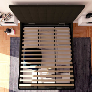 Letto contenitore matrimoniale in ecopelle marrone scuro Baldiflex Dublino alto