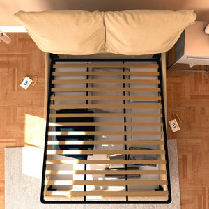 Letto contenitore matrimoniale in ecopelle sfoderabile beige Baldiflex Licia Soft dall'alto