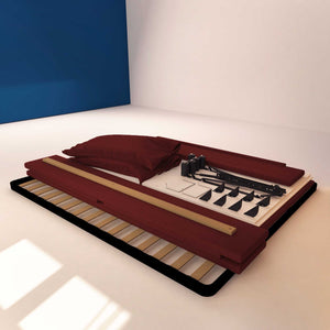 Letto contenitore matrimoniale in ecopelle sfoderabile bordeaux Baldiflex Licia Soft struttura