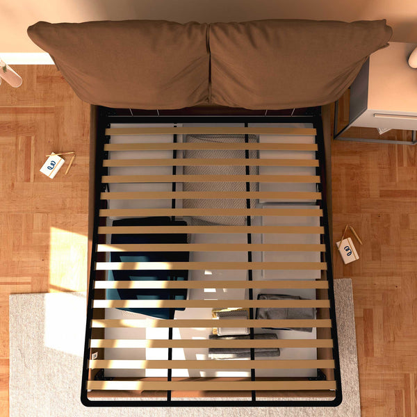 Letto contenitore matrimoniale in ecopelle sfoderabile caffè Baldiflex Licia Soft dall'alto