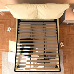 Letto contenitore matrimoniale in ecopelle sfoderabile crema Baldiflex Licia Soft dall'alto