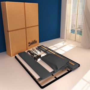 Letto contenitore matrimoniale in ecopelle sfoderabile grigio scuro Baldiflex Licia Soft cartone