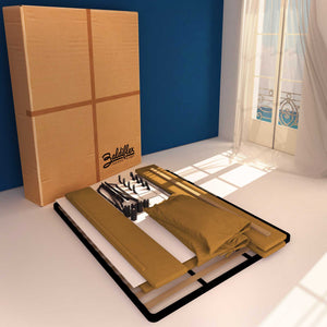 Letto contenitore matrimoniale in ecopelle sfoderabile nocciola Baldiflex Licia Soft cartone