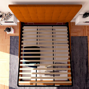 Letto contenitore matrimoniale in tessuto arancione Baldiflex Dublino alto