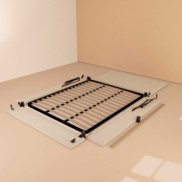 Letto contenitore matrimoniale in tessuto beige Baldiflex Dublino struttura