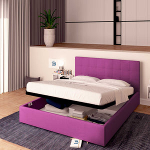 Letto contenitore matrimoniale in tessuto fucsia Baldiflex Dublino