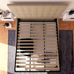 Letto contenitore matrimoniale in tessuto grigio talpa Baldiflex Dublino alto