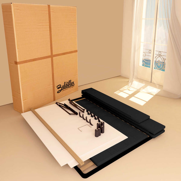 Letto contenitore matrimoniale in tessuto nero Baldiflex Dublino scatola