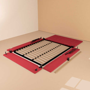 Letto contenitore matrimoniale in tessuto rosso Baldiflex Dublino struttura
