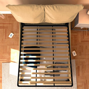 Letto contenitore matrimoniale in tessuto sfoderabile cammello Licia Soft Baldiflex dall'alto