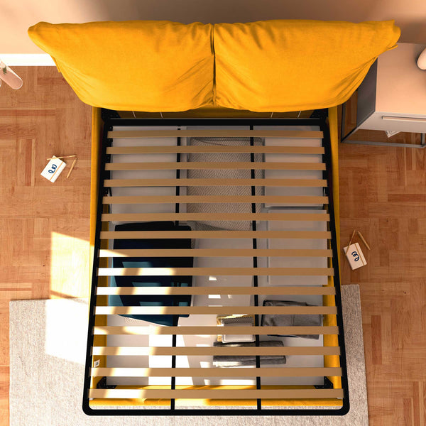 Letto contenitore matrimoniale in tessuto sfoderabile mango Licia Soft Baldiflex dall'alto