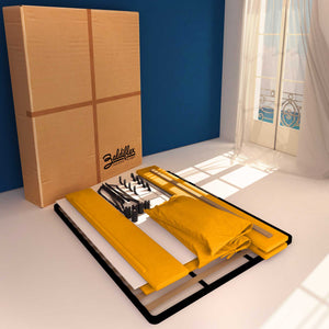 Letto contenitore matrimoniale in tessuto sfoderabile mango Licia Soft Baldiflex cartone