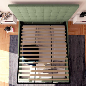 Letto contenitore matrimoniale in tessuto verde menta Baldiflex Dublino alto