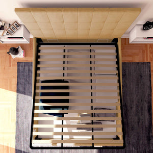 Letto contenitore una piazza e mezza in ecopelle beige Baldiflex Dublino alto