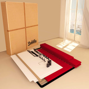 Letto contenitore una piazza e mezza in ecopelle rosso Baldiflex Dublino scatola