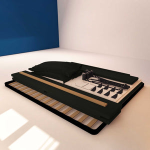 Letto contenitore piazza e mezza in ecopelle sfoderabile nero Baldiflex Licia Soft struttura