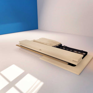 Letto contenitore una piazza e mezza in tessuto sfoderabile beige Licia Soft Baldiflex struttura