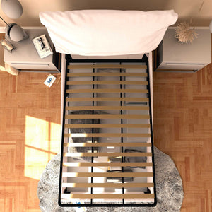 Letto contenitore una piazza e mezza in tessuto sfoderabile grigio chiaro Baldiflex Licia Soft dall'alto