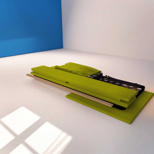 Letto contenitore una piazza e mezza in tessuto sfoderabile verde Baldiflex Licia Soft struttura