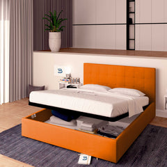 Letto contenitore singolo in ecopelle arancione Baldiflex Dublino