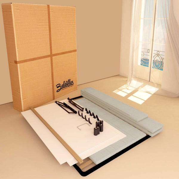 Letto contenitore singolo in ecopelle beige chiaro Baldiflex Dublino scatola