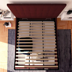 Letto contenitore singolo in ecopelle bordeaux Baldiflex Dublino alto