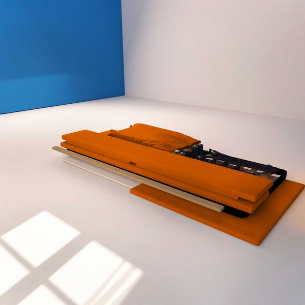 Letto contenitore singolo in ecopelle sfoderabile arancione Baldiflex Licia Soft struttura