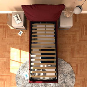 Letto contenitore singolo in ecopelle sfoderabile bordeaux Baldiflex Licia Soft dall'alto
