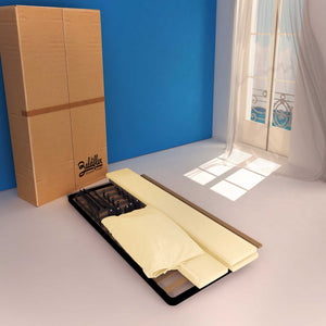 Letto contenitore singolo in ecopelle sfoderabile crema Baldiflex Licia Soft cartone