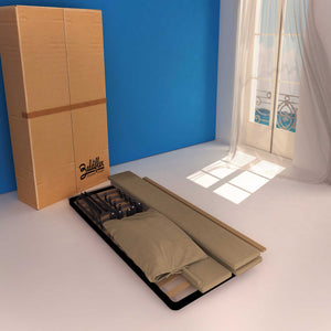 Letto contenitore singolo in ecopelle sfoderabile grigio talpa Baldiflex Licia Soft cartone